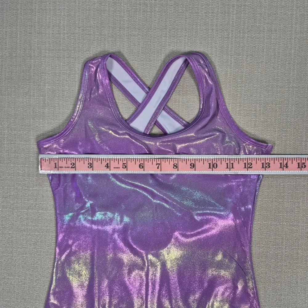 Zaclotre Girls Purple Metallic Leotard Ballet Dance Gymnastics Bodysuit 10-11 Y